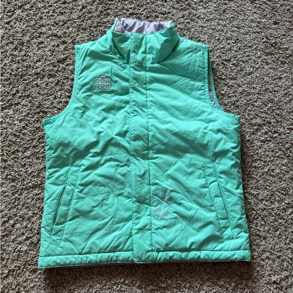 Burton Reversible Girll Vest Sea Foam/ Lavender Color Girl Size Large *read*